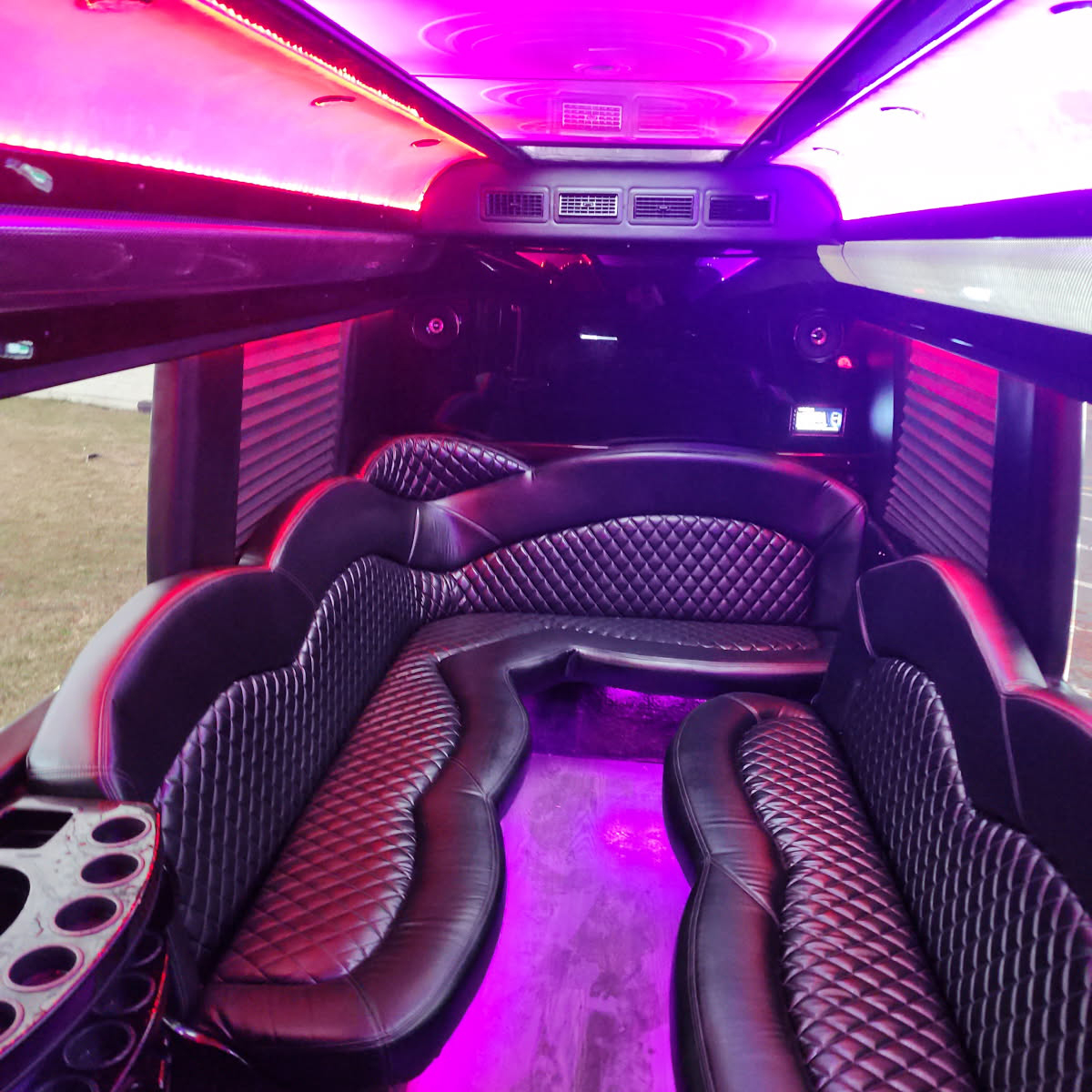 interior Mercedes Sprinter limo party bus 16 passenger